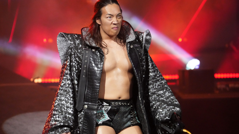 Konosuke Takeshita heads down to the ring for his match against Jon Moxley at AEW Revolution.