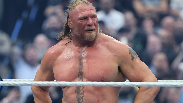 Brock Lesnar putting his hands on his hips