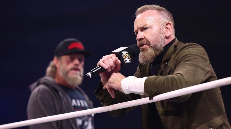 Christian Cage and Adam Copeland address the Dogs