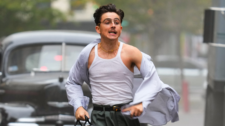 Timothee Chalamet runs in the film 