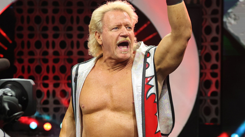 Jeff Jarrett shouts during his entrance on an episode of 