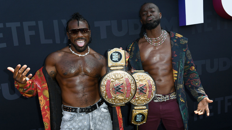 Xavier Woods and Kofi Kingston attend NETFLIX TUDUM 2025: THE LIVE EVENT at The Kia Forum on May 31, 2025 in Inglewood, California