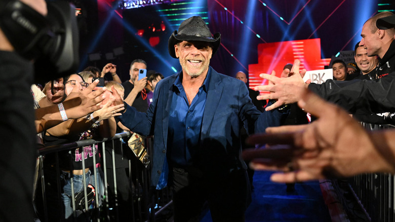 Shawn Michaels makes his entrance during Saturday Night's Main Event at Frost Bank Center on January 25, 2025 in San Antonio, Texas.
