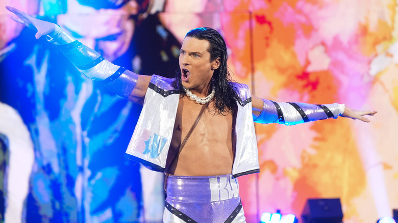 Kit Wilson posing on his way to the ring in WWE