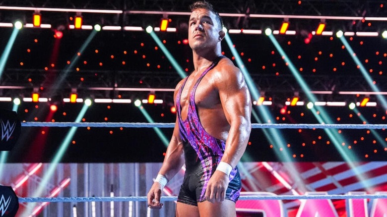 Chad Gable stands in the ring before a match on an episode of "WWE Raw."