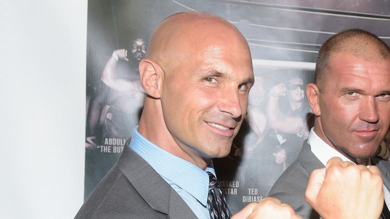 Christopher Daniels posing with Frankie Kazarian