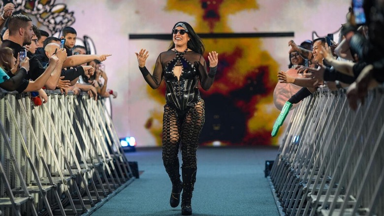 Raquel Rodriguez makes her way down to the ring for a match on the March 30, 2026 edition of "WWE Raw."