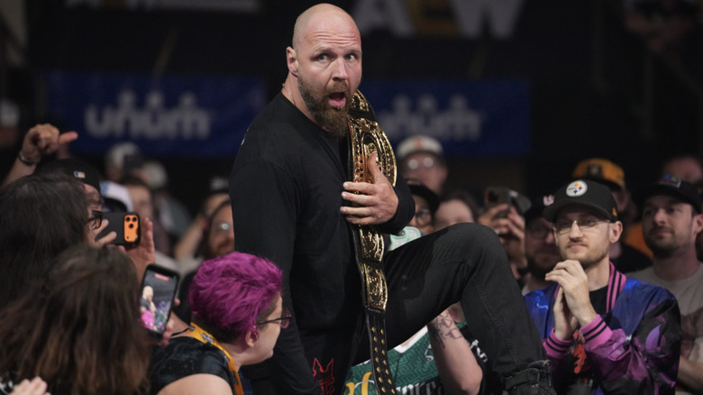 Moxley in the crowd with his Continental Championship