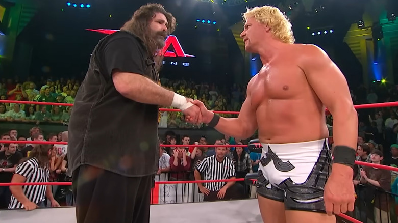 Mick Foley and Jeff Jarrett in the ring