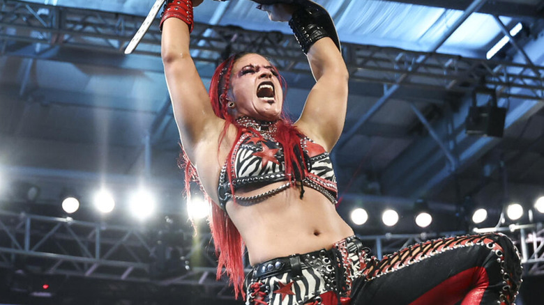Zaria holding up the NXT Women's North American Championship