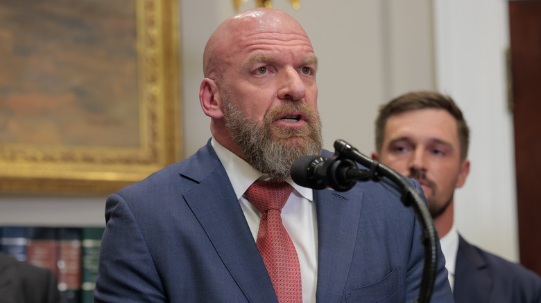 WWE CCO Triple H makes a speech in front of The President of the United States Donald Trump and his Cabinet