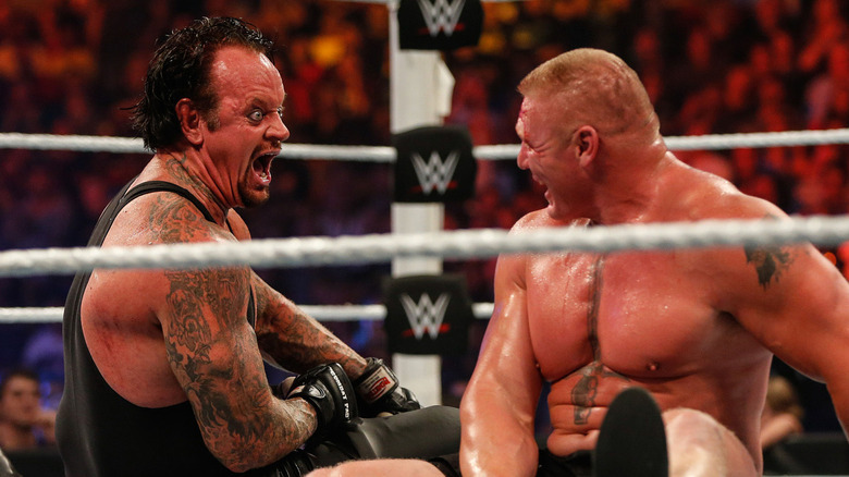 Brock Lesnar and The Undertaker battle it out at the WWE SummerSlam 2015