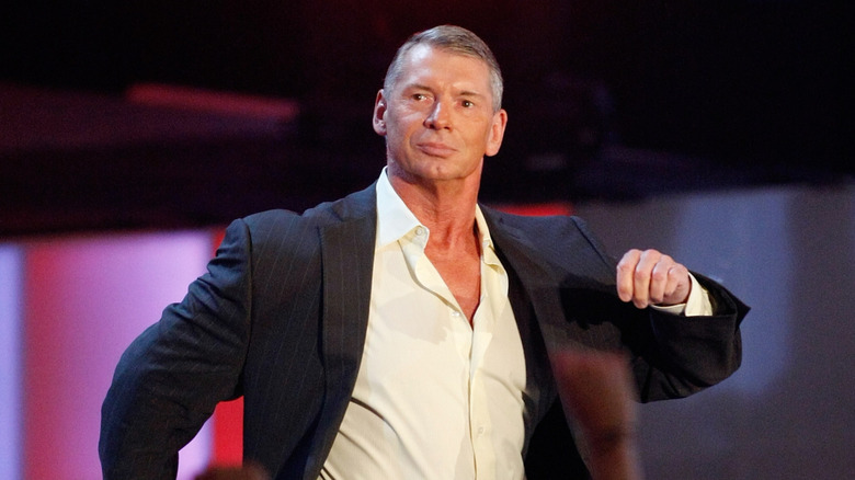 Vince McMahon makes his way down the entrance ramp