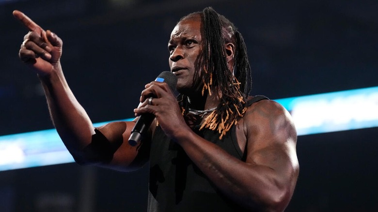R-Truth talking in the ring