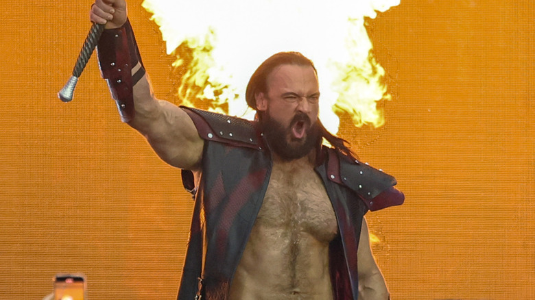 Drew McIntyre is introduced before his unsanctioned match against Jacob Fatu during WrestleMania 42 at Allegiant Stadium on April 18, 2026 in Las Vegas, Nevada.