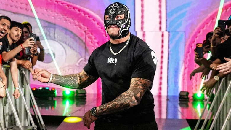 Rey Mysterio making his entrance