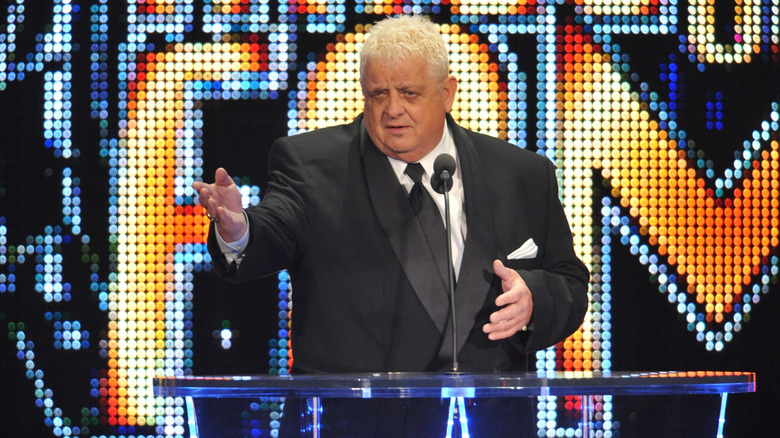 Dusty Rhodes talking at the WWE Hall of Fame
