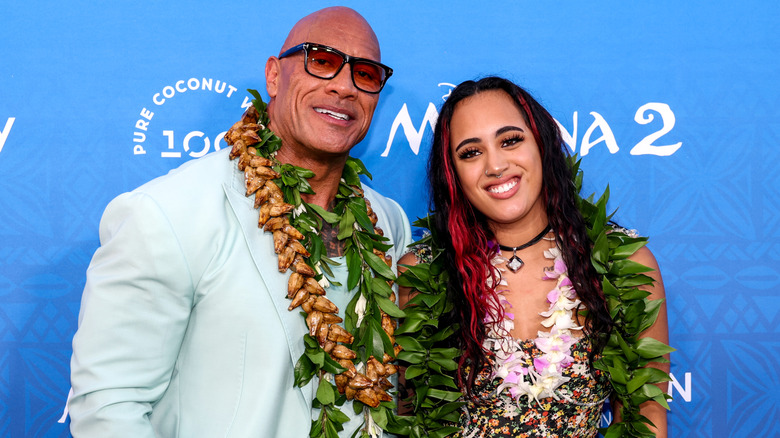 Dwayne Johnson and Simone Garcia Johnson attend the world premiere of 'Moana 2'