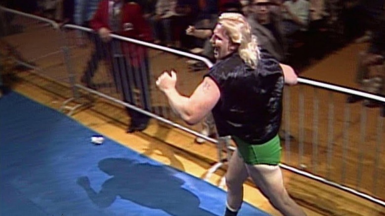 Pete Doherty makes his way down tot he ring for a match at a wrestling show, in a video posted to WWE's website.