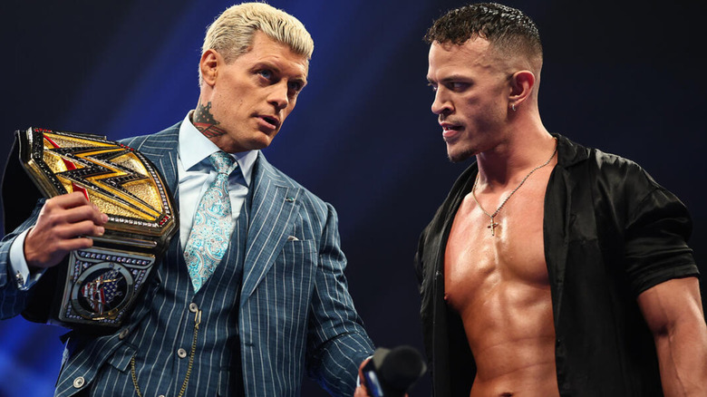 Ricky Saints looking at Cody Rhodes