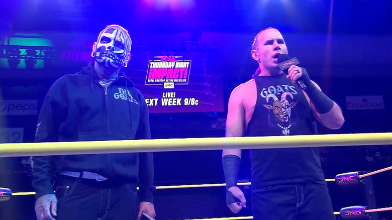 The Hardys cutting a promo on The Righteous