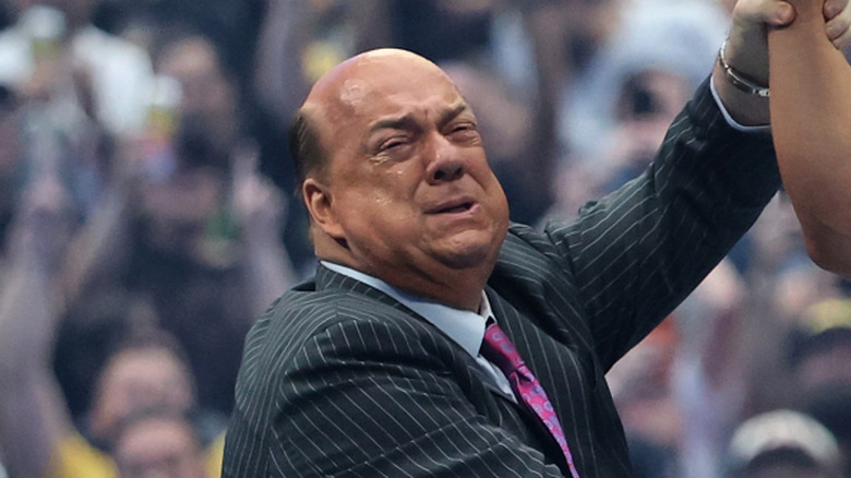 Paul Heyman grimacing/crying