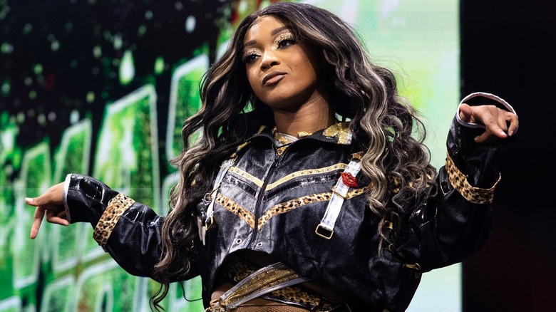 Maya World wearing a black ring jacket