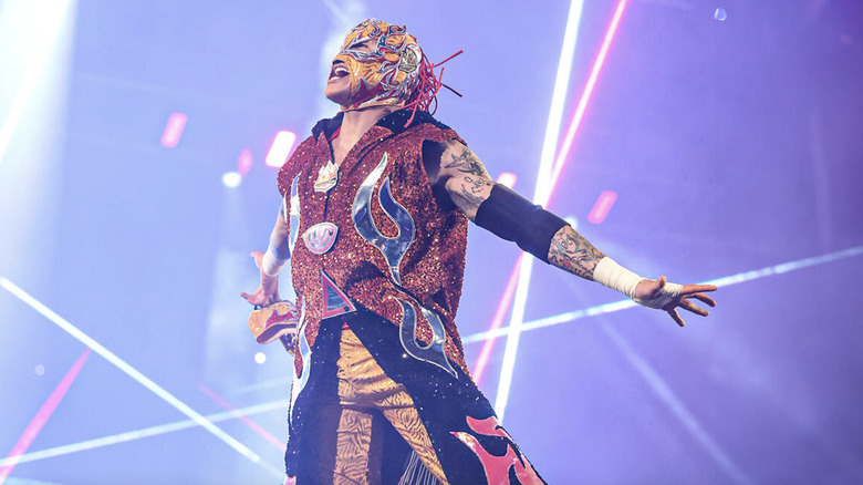 Fenix standing on the ring apron