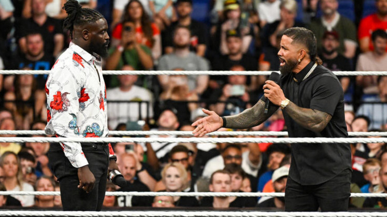 Oba Femi staring at Jey Uso