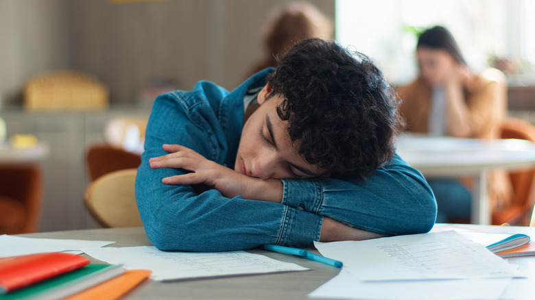 A very sleepy student