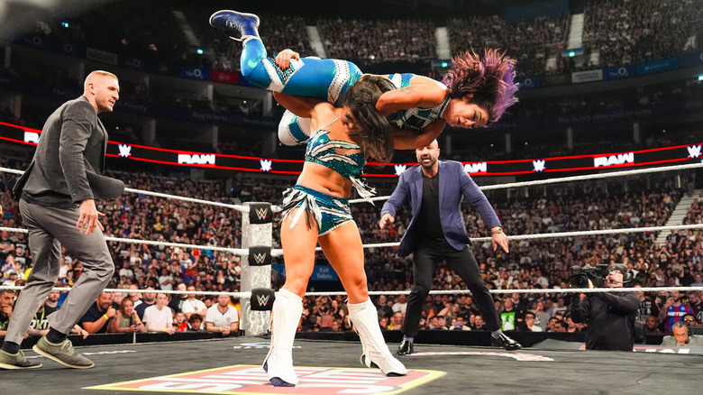 Lyra Valkyria drops Bayley with a Nightwing on "WWE Raw"