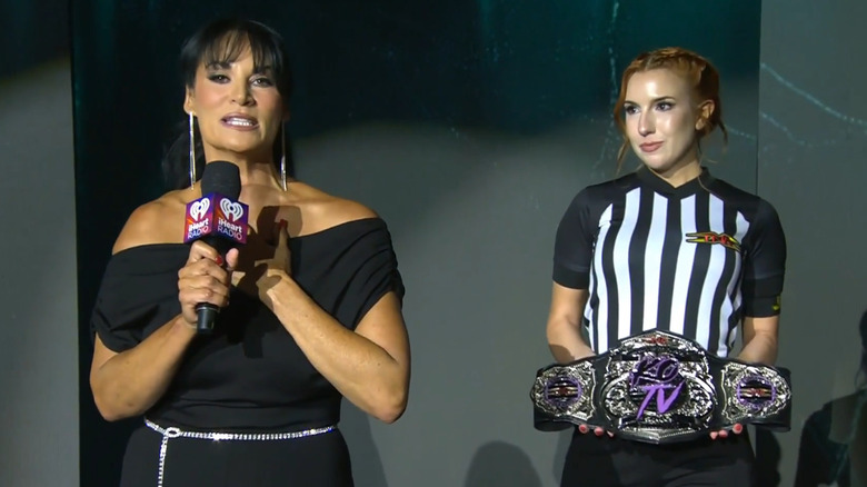 Traci Brooks introducing the Knockouts Television Championship