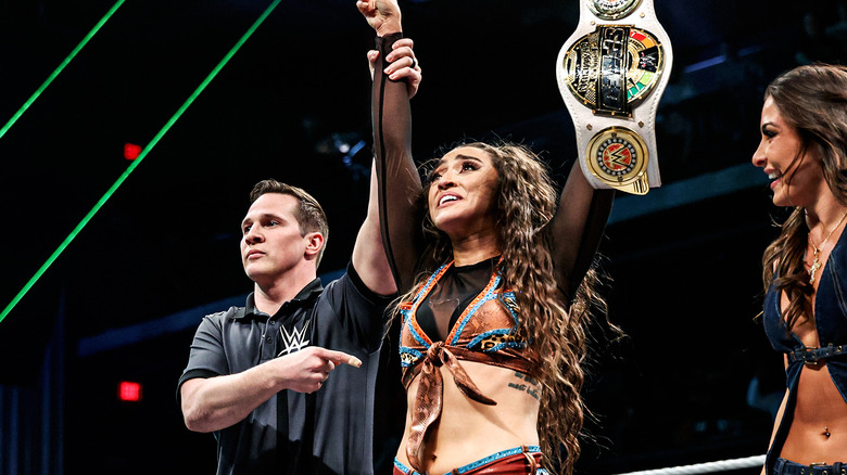 Wren Sinclair celebrates with the Women's Speed Championship