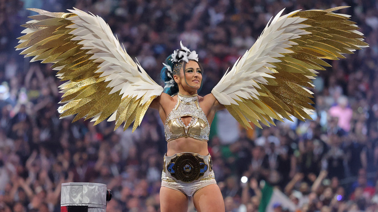 Lyra Valkyria is introduced before her match with Becky Lynch for the Women's Tag Team Championship