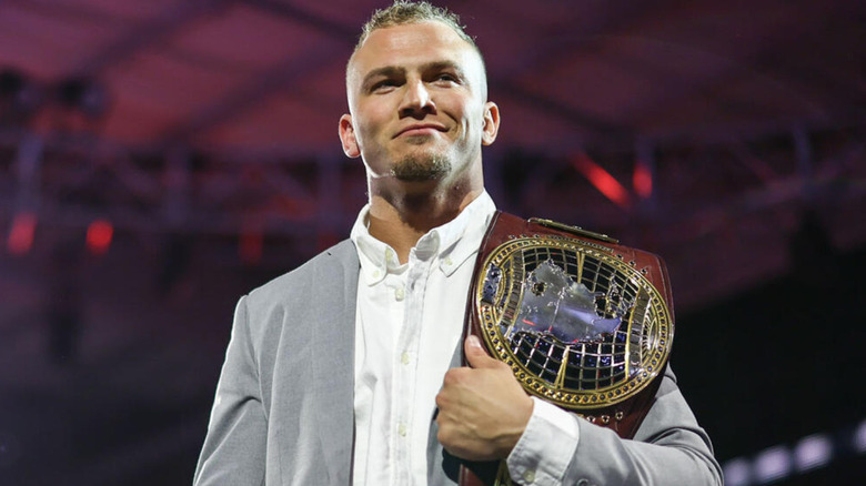 Myles Borne holding the NXT North American Championship