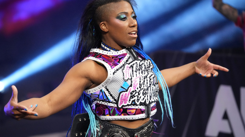 Women's ROH World Champion Athena makes her way down to the ring for a six-woman tag team match on "AEW Dynamite."