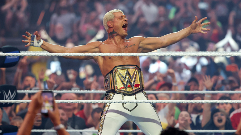Cody Rhodes poses with the WWE Championship